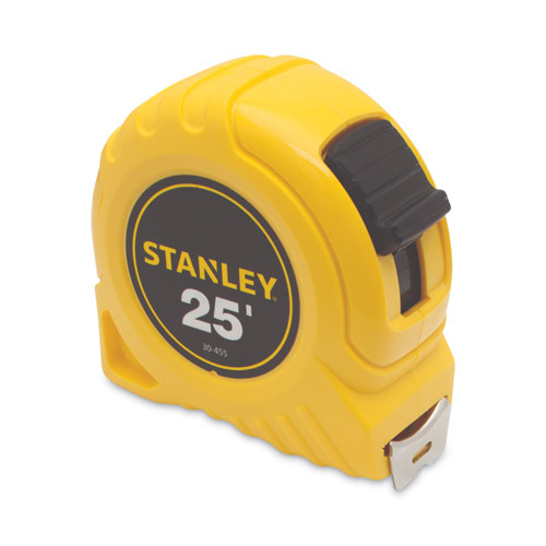 Power Return Tape Measure, Plastic Case, 1" X 2 5ft, Yellow