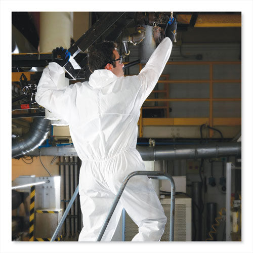 A20 Breathable Particle Protection Coveralls, Elastic Back, Hood, Medium, White, 24/carton