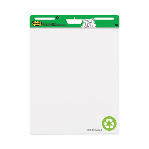 Vertical-orientation Self-stick Easel Pad Value Pack, Green Headband, Unruled, 25 X 30, White, 30 Sheets, 6/carton