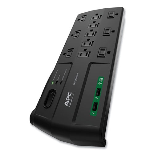 Performance Surgearrest Power Surge Protector, 11 Ac Outlets/2 Usb Ports, 8 Ft Cord, 2,880 J, Black