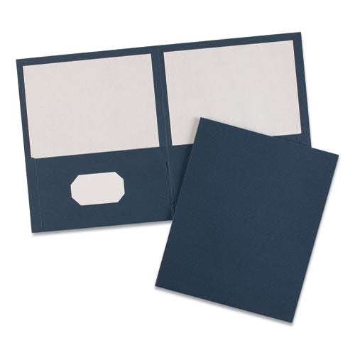 Two-pocket Folder, 40-sheet Capacity, 11 X 8.5, Dark Blue, 25/box