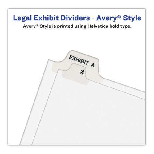 Preprinted Legal Exhibit Side Tab Index Dividers, Avery Style, 10-tab, 27, 11 X 8.5, White, 25/pack, (1027)