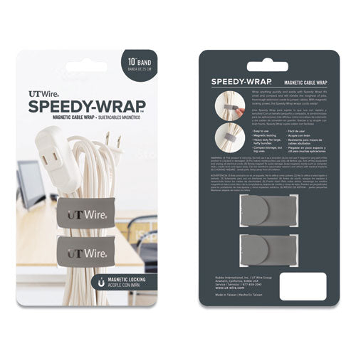 Speedy-wrap Magnetic Cable Wrap, 0.82" X 10", Gray, 2/pack