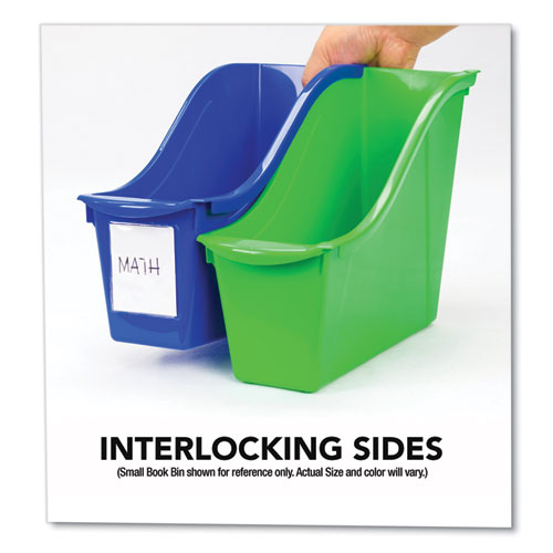 Book Bins With Metal Shelf Rack, 14.3 X 25.69 X 7.25, 5 Assorted Color Bins, White Epoxy Metal Rack