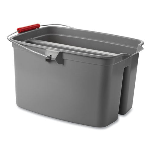 19 Quart Double Utility Pail, Plastic, Gray, 18 X 14.5 X 10