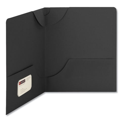 Lockit Two-pocket Folder, Textured Paper, 100-sheet Capacity, 11 X 8.5, Black, 25/box