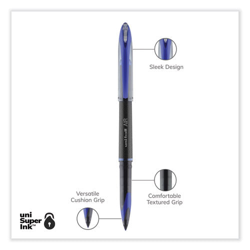 Air Porous Roller Ball Pen, Stick, Medium 0.7 Mm, Blue Ink, Black/blue Barrel, Dozen