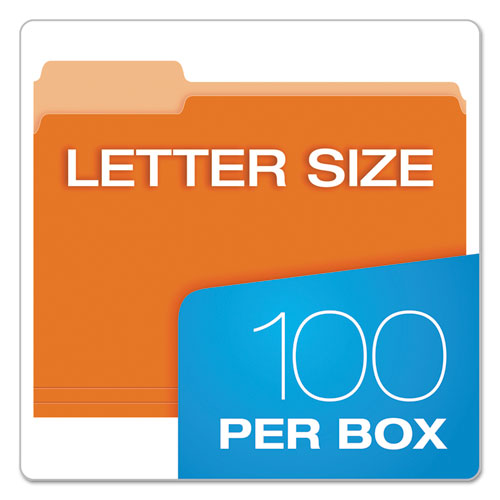 Colored File Folders, 1/3-cut Tabs: Assorted, Letter Size, Orange/light Orange, 100/box