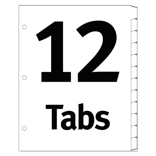 Table 'n Tabs Dividers, 12-tab, 1 To 12, 11 X 8.5, White, White Tabs, 1 Set