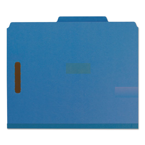 Recycled Pressboard Classification Folders, 2" Expansion, 2 Dividers, 6 Fasteners, Letter Size, Dark Blue, 10/box