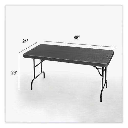 Indestructable Commercial Folding Table, Rectangular, 48" X 24" X 29", Charcoal Top, Charcoal Base/legs