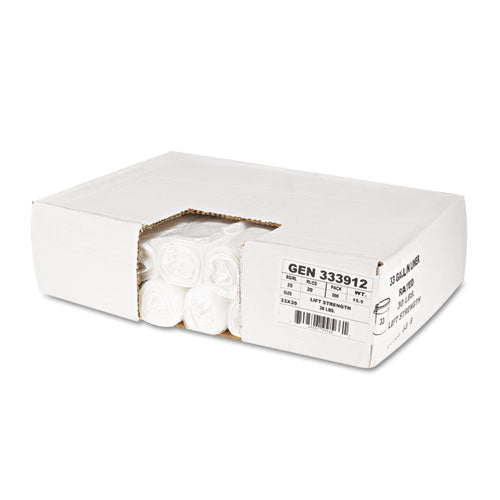 High-density Can Liners, 33 Gal, 9 Microns, 33" X 39", Natural, 25 Bags/roll, 20 Rolls/carton