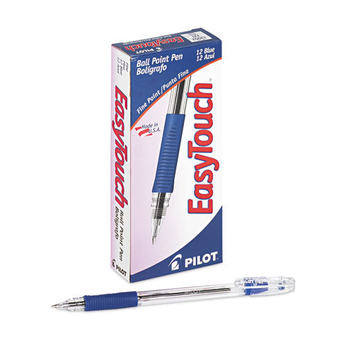 Easytouch Ballpoint Pen, Stick, Fine 0.7 Mm, Blue Ink, Clear/blue Barrel, Dozen