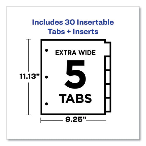 Insertable Big Tab Dividers, 5-tab, Single-sided Copper Edge Reinforcing, 11.13 X 9.25, White, Clear Tabs, 1 Set