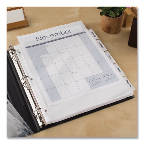 Insertable Big Tab Dividers, 5-tab, Single-sided Copper Edge Reinforcing, 11.13 X 9.25, White, Clear Tabs, 1 Set