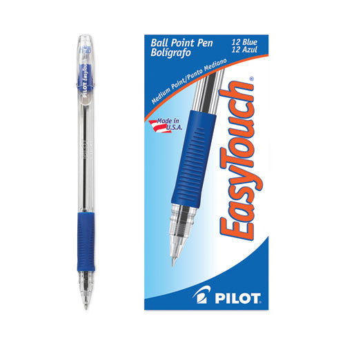 Easytouch Ballpoint Pen, Stick, Medium 1 Mm, Blue Ink, Clear/blue Barrel, Dozen