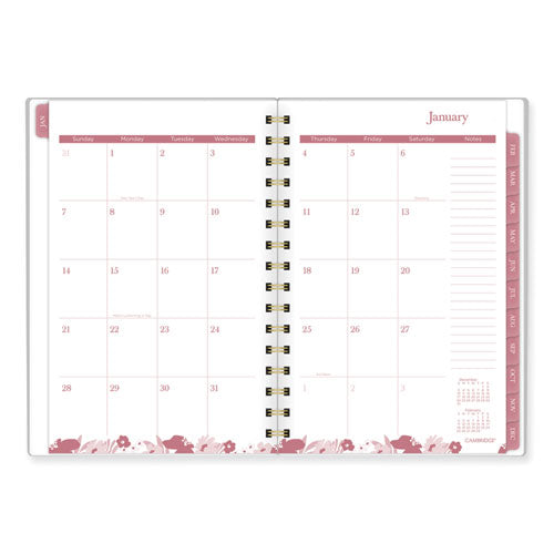 Thicket Weekly/monthly Planner, Floral Artwork, 8.5 X 6.38, Gray/rose/peach Cover, 12-month (jan To Dec): 2024