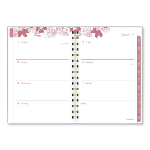 Thicket Weekly/monthly Planner, Floral Artwork, 8.5 X 6.38, Gray/rose/peach Cover, 12-month (jan To Dec): 2024