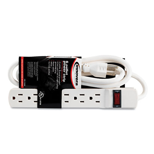 Power Strip, 6 Outlets, 6 Ft Cord, Ivory