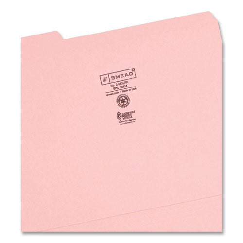 Reinforced Top Tab Colored File Folders, 1/3-cut Tabs: Assorted, Letter Size, 0.75" Expansion, Pink, 100/box