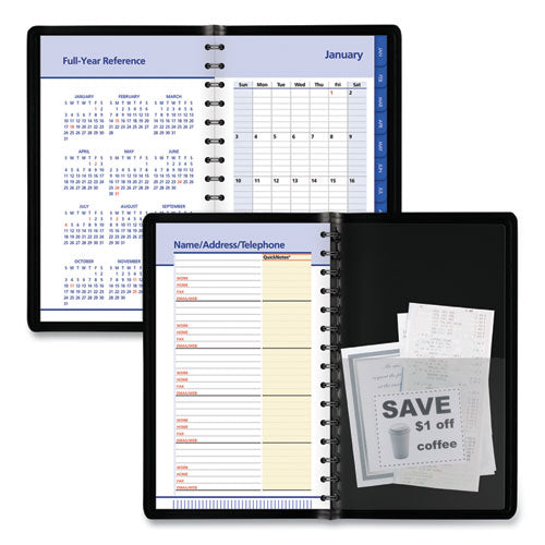 Quicknotes Daily/monthly Appointment Book, 8.5 X 5.5, Black Cover, 12-month (jan To Dec): 2023