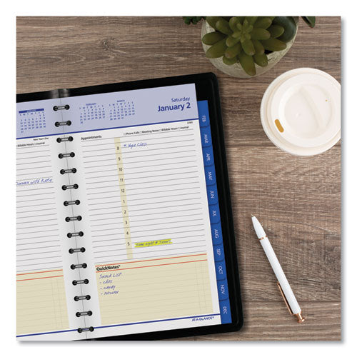 Quicknotes Daily/monthly Appointment Book, 8.5 X 5.5, Black Cover, 12-month (jan To Dec): 2023