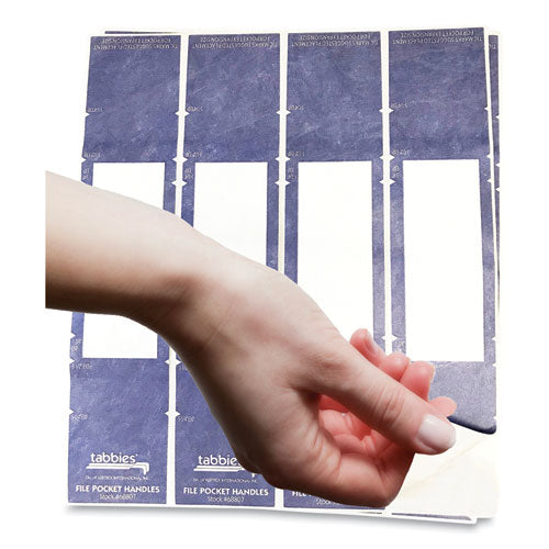 File Pocket Handles, 9.63 X 2, Dark Blue/white, 4/sheet, 12 Sheets/pack