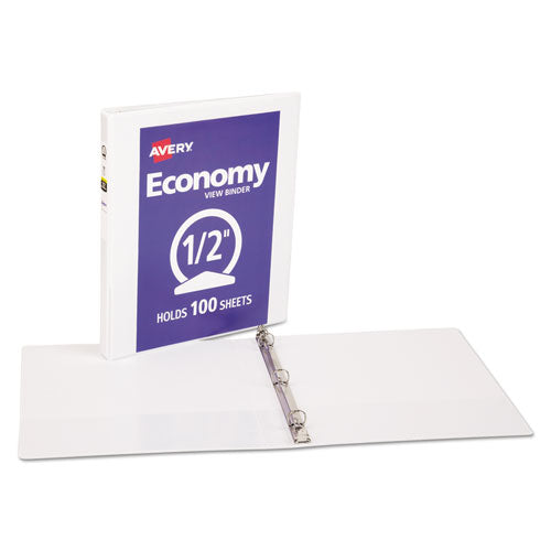 Economy View Binder With Round Rings , 3 Rings, 0.5" Capacity, 11 X 8.5, White, (5706)