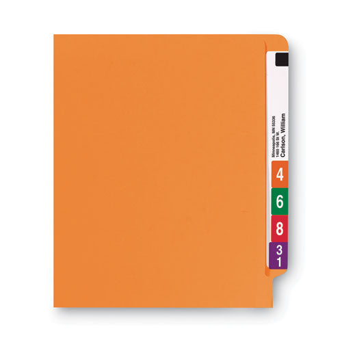 Shelf-master Reinforced End Tab Colored Folders, Straight Tabs, Letter Size, 0.75" Expansion, Orange, 100/box