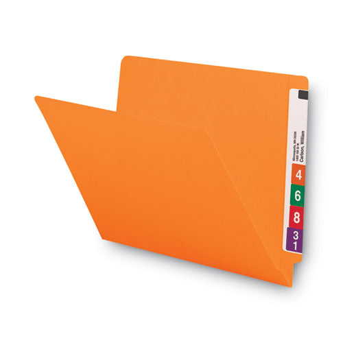 Shelf-master Reinforced End Tab Colored Folders, Straight Tabs, Letter Size, 0.75" Expansion, Orange, 100/box