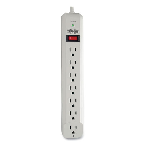 Protect It! Surge Protector, 7 Ac Outlets, 6 Ft Cord, 1,080 J, Light Gray