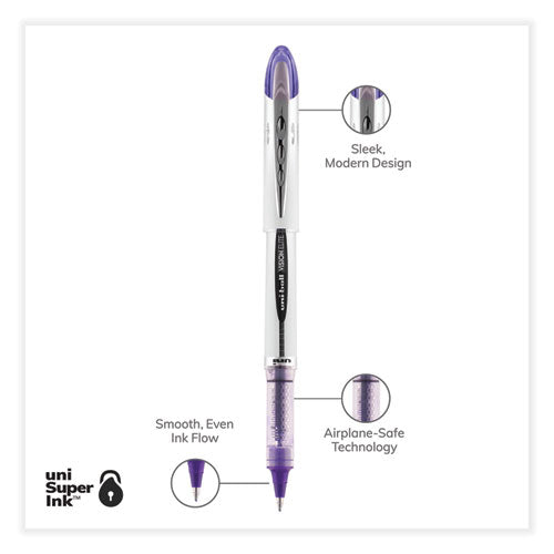 Vision Elite Hybrid Gel Pen, Stick, Bold 0.8 Mm, Violet Ink, White/violet/clear Barrel