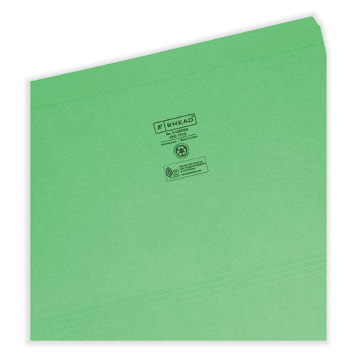 Reinforced Top Tab Colored File Folders, Straight Tabs, Legal Size, 0.75" Expansion, Green, 100/box