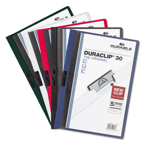 Duraclip Report Cover, Clip Fastener, 8.5 X 11 , Clear/red, 25/box