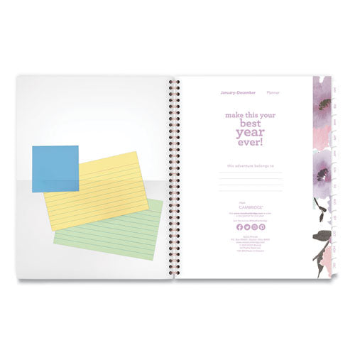 Mina Weekly/monthly Planner, Main Floral Artwork, 11 X 8.5, White/violet/peach Cover, 12-month (jan To Dec): 2024