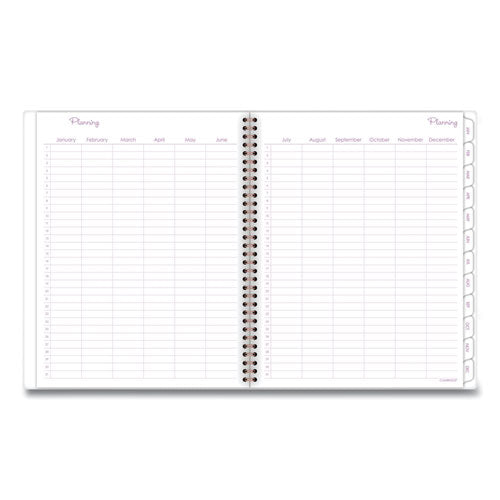 Mina Weekly/monthly Planner, Main Floral Artwork, 11 X 8.5, White/violet/peach Cover, 12-month (jan To Dec): 2024