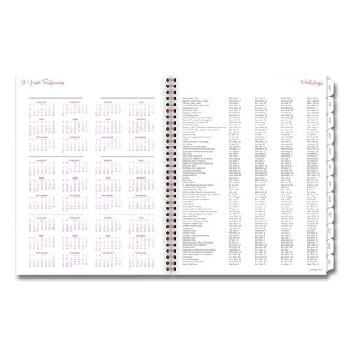 Mina Weekly/monthly Planner, Main Floral Artwork, 11 X 8.5, White/violet/peach Cover, 12-month (jan To Dec): 2024