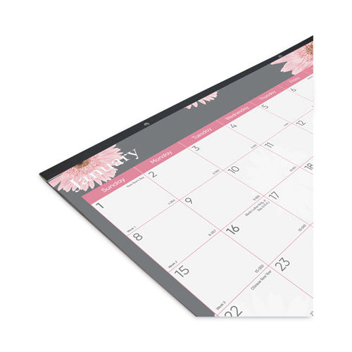 Monthly Desk Pad Calendar, 22 X 17, Pink/white Sheets, Black Binding, 12-month (jan To Dec): 2024