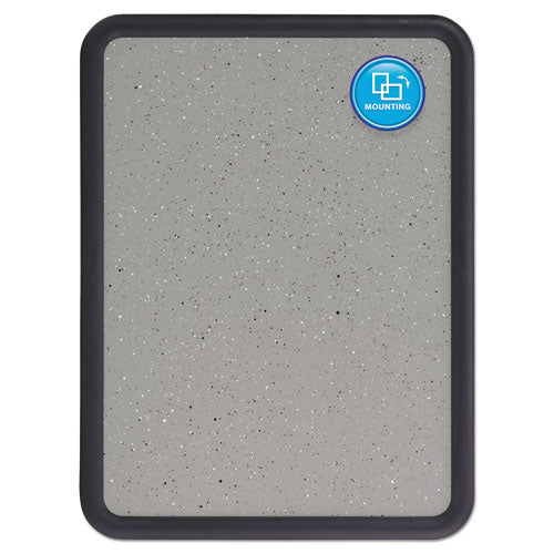 Contour Granite Board, 48 X 36, Granite Gray Surface, Black Plastic Frame