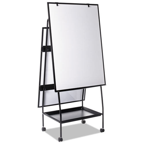 Creation Station Magnetic Dry Erase Board, 29.5 X 74.88, White Surface, Black Metal Frame