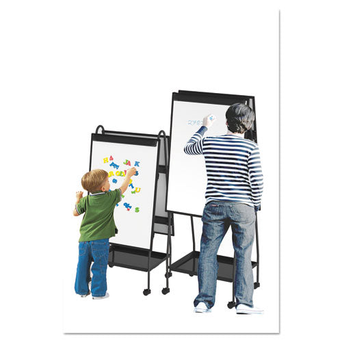 Creation Station Magnetic Dry Erase Board, 29.5 X 74.88, White Surface, Black Metal Frame