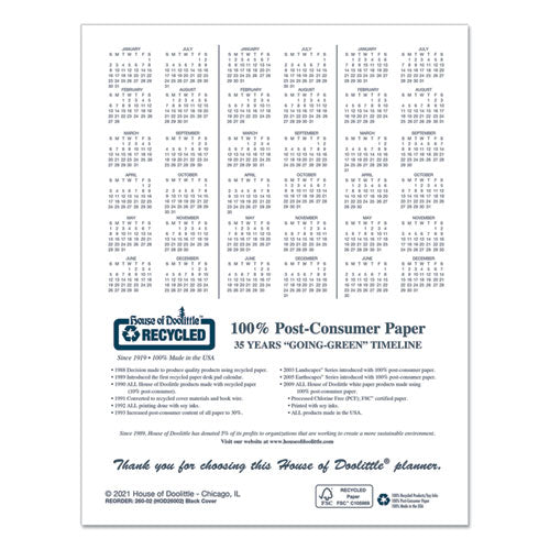 Recycled Ruled 14-month Planner With Leatherette Cover, 11 X 8.5, Black Cover, 14-month (dec To Jan): 2023 To 2025