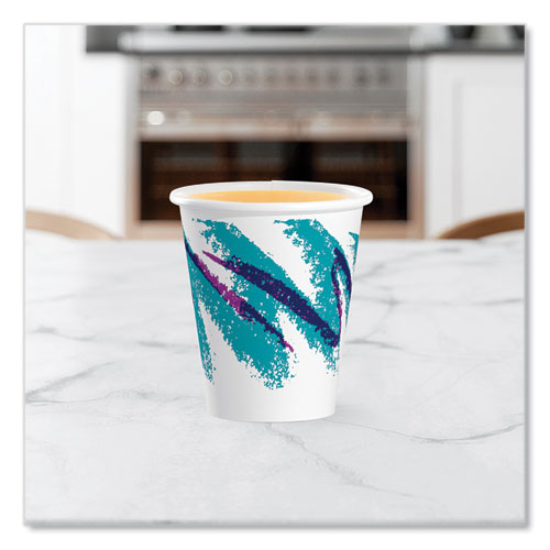 Jazz Paper Hot Cups, 6 Oz, White/green/purple, 50/bag, 20 Bags/carton