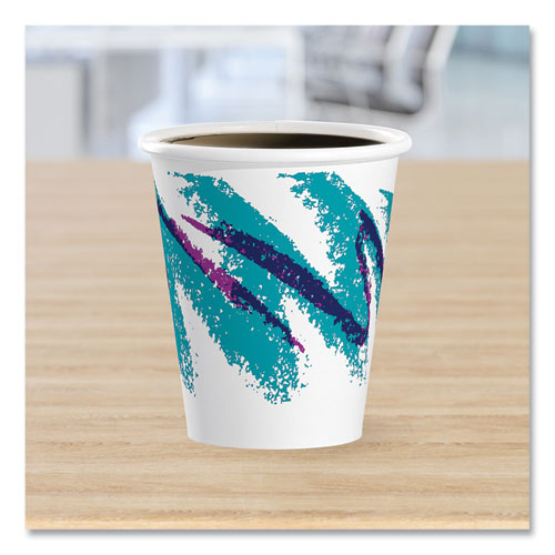 Jazz Paper Hot Cups, 6 Oz, White/green/purple, 50/bag, 20 Bags/carton