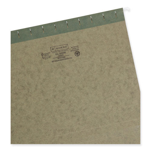 Box Bottom Hanging File Folders, 1" Capacity, Letter Size, Standard Green, 25/box