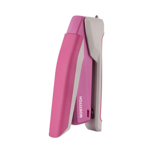 Incourage Spring-powered Desktop Stapler With Antimicrobial Protection, 20-sheet Capacity, Pink/gray