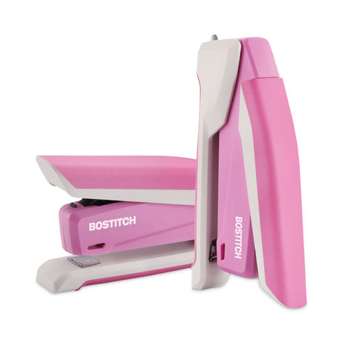 Incourage Spring-powered Desktop Stapler With Antimicrobial Protection, 20-sheet Capacity, Pink/gray