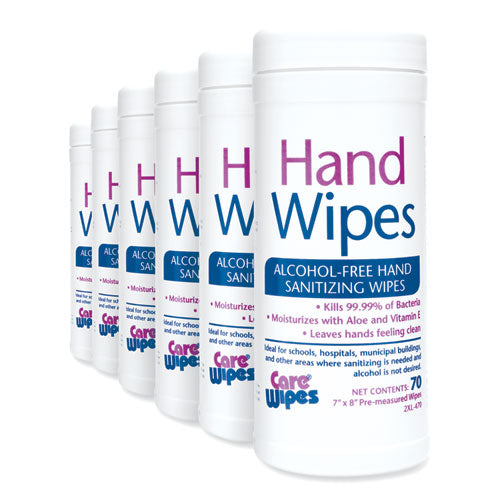 Alcohol Free Hand Sanitizing Wipes, 8 X 7, White, 70/canister, 6 Canisters/carton