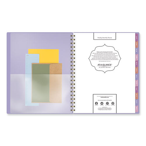 Badge Geo Weekly/monthly Planner, Geometric Artwork, 11 X 9.25, Purple/white/gold Cover, 13-month (jan To Jan): 2024 To 2025