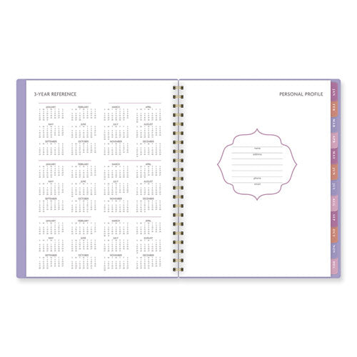 Badge Geo Weekly/monthly Planner, Geometric Artwork, 11 X 9.25, Purple/white/gold Cover, 13-month (jan To Jan): 2024 To 2025